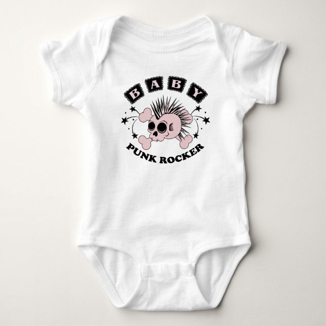 Baby Girl Punk Skull Baby Bodysuit (Front)