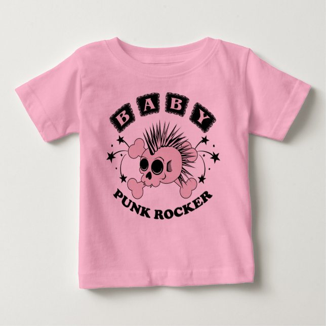 Baby Girl Punk Skull Baby T-Shirt (Front)