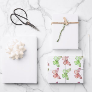 Baby Girl, Puppy Dog, Butterflies and Wildflowers Wrapping Paper Sheets