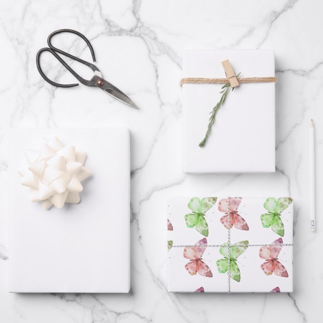 Baby Girl, Puppy Dog, Butterflies and Wildflowers Wrapping Paper Sheets (Front)