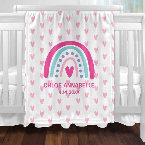Baby Girl Rainbow and Hearts Personalized