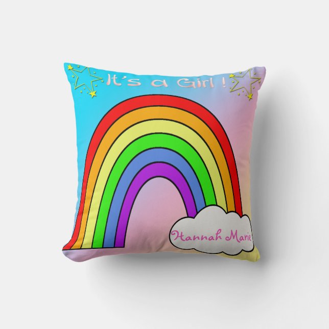 Baby Girl- Rainbow Keepsake Pillow (Front)