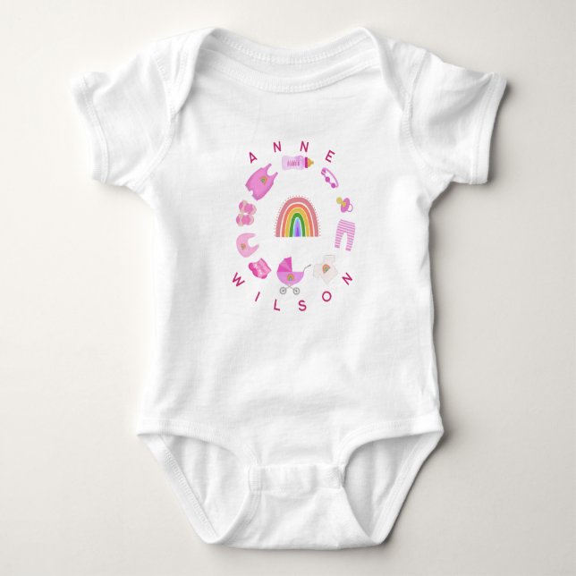 Baby Girl Rainbow Pink Color Bodysuit (Front)