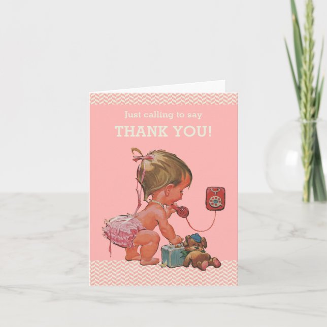 Baby Girl Ringing To Say Thank You Baby Shower (Front)