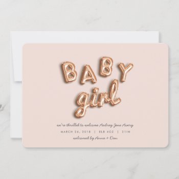 Baby Girl! Rose Gold/pink Announcement by Stacy_Cooke_Art at Zazzle