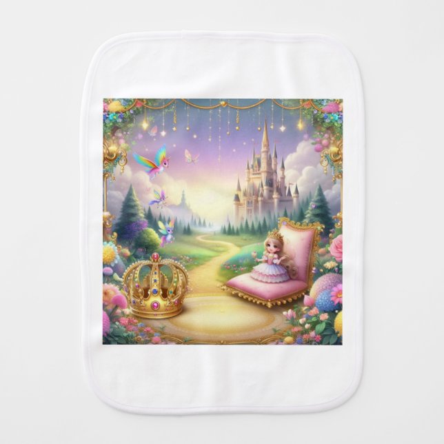 Baby Girl Royal Reverie Baby Shower Burp Cloth (Front)
