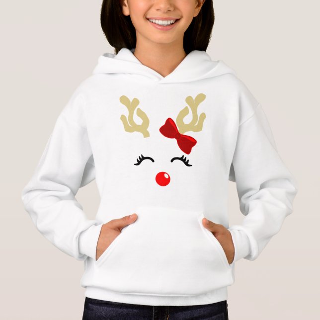 Baby Girl Rudolph Reindeer Hoodie (Front)