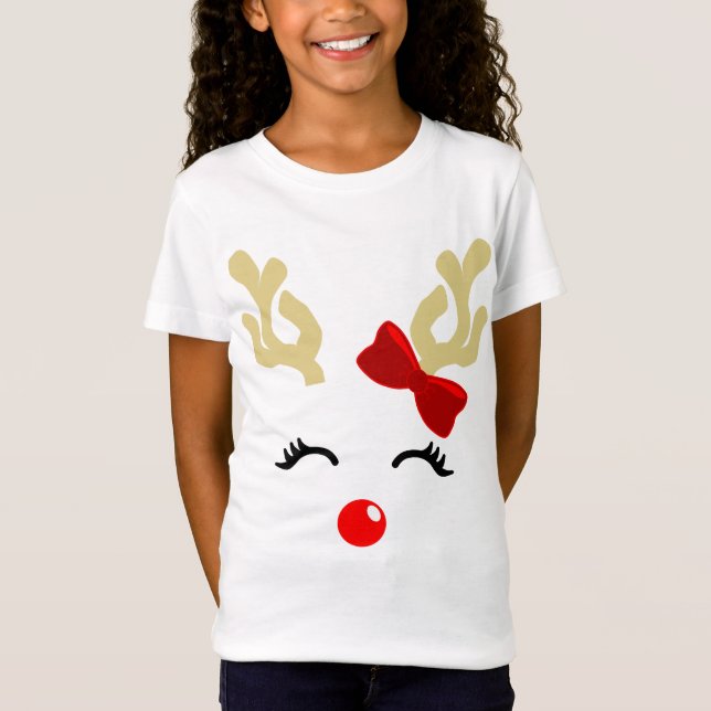 Baby Girl Rudolph Reindeer T-Shirt (Front)