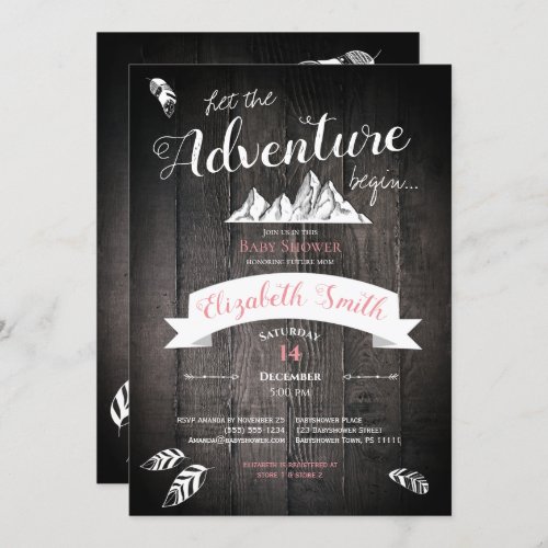 Baby girl Rustic adventure baby shower Invitation