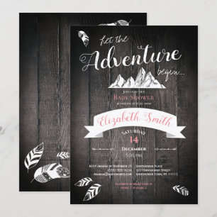 Baby girl Rustic adventure babyshower Invitation