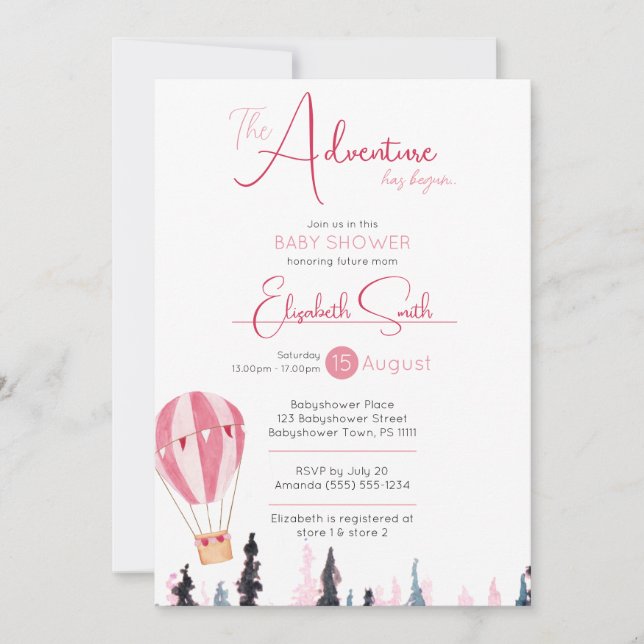 Baby girl Rustic adventure babyshower Invitation (Front)