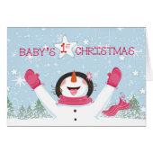 Baby Girl’s First Christmas Pink Snowman (Front Horizontal)