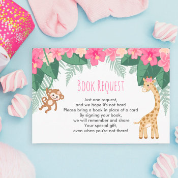 Baby Girl Safari Shower Baby Book Request Card by colleenmichele at Zazzle