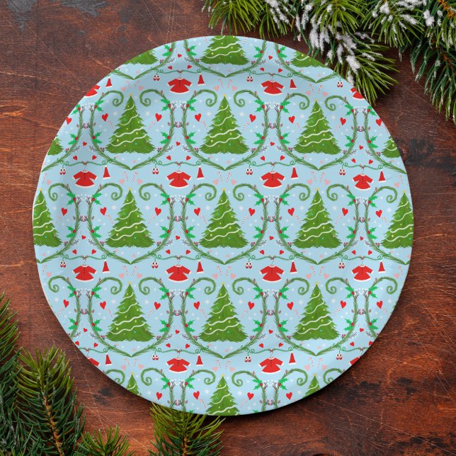 Baby Girl Santa Outfit Baby Shower Pattern Paper Plates (Creator Uploaded)