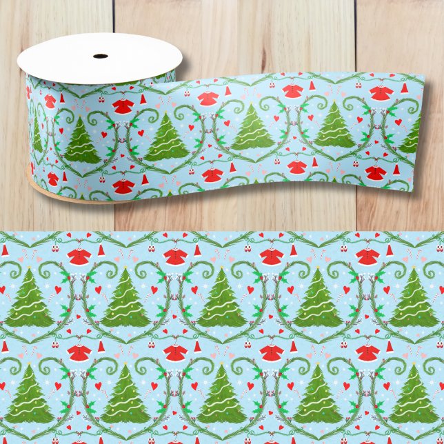 Baby Girl Santa Outfit Baby Shower Pattern Satin Ribbon (Creator Uploaded)