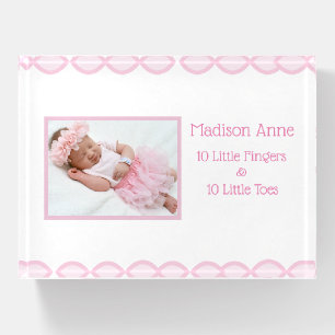 Baby Girl Script Photo Pink Birth Announcement Paperweight
