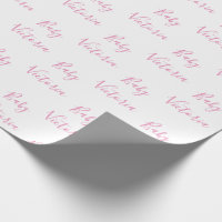 Baby Girl Script Pink Name Customized Wrapping Paper