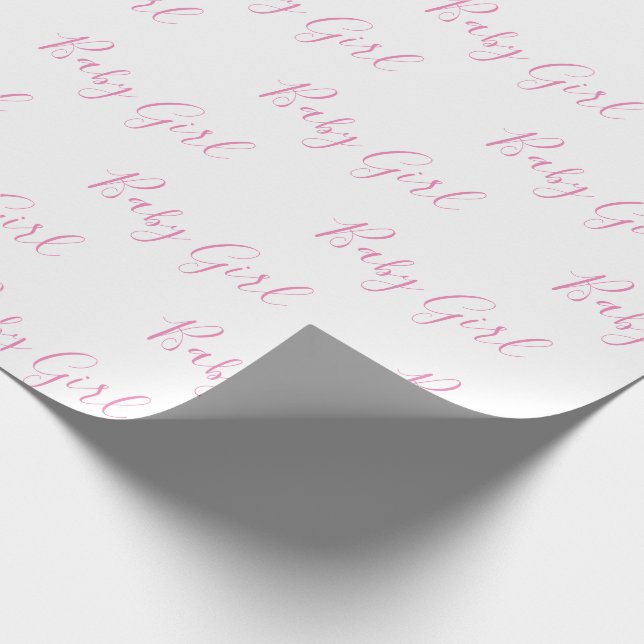 Baby Girl Script Pink Shower Wrapping Paper (Corner)