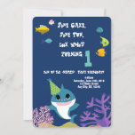 Baby Girl Shark Personalized Birthday Party Invita Invitation<br><div class="desc">A baby shark theme'd birthday party isn't complete without a Personalized party invitation with  baby shark.  Check out our shop for coordinating plates,  napkins,  banners,  and other accessories.</div>