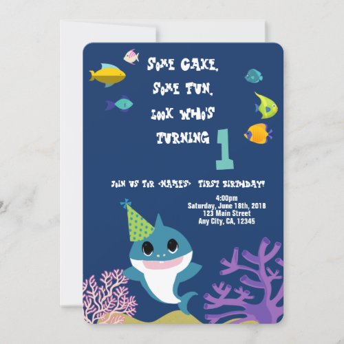 Baby Girl Shark Personalized Birthday Party Invita Invitation