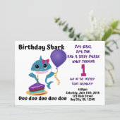 Baby Girl Shark Personalized Birthday Party Invitation (Standing Front)