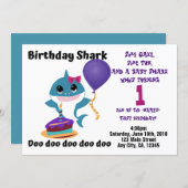 Baby Girl Shark Personalized Birthday Party Invitation (Front/Back)