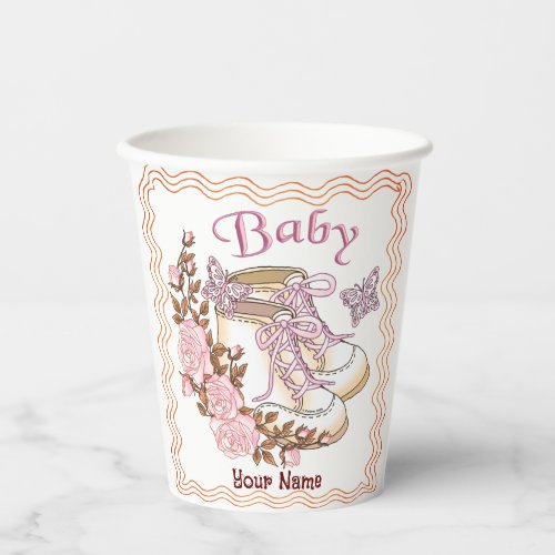 Baby Girl Shoes custom name  Paper Cups
