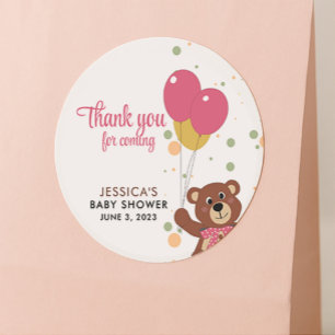 Baby Girl Shower Blush Pink Elegant Thank You Classic Round Sticker