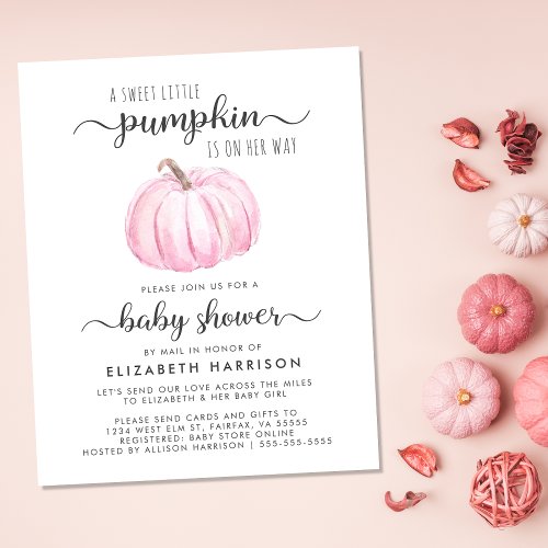 Baby Girl Shower By Mail Pink Pumpkin Invitation