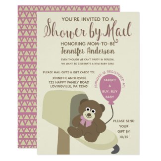 Baby Girl Shower by Mail Teddy Bear Invitation