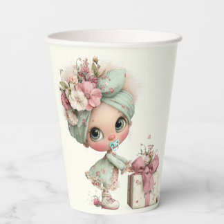 Baby Girl Shower Cream  Paper Cups