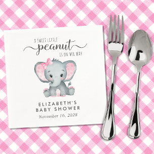 Baby Girl Shower Cute Elephant Napkins
