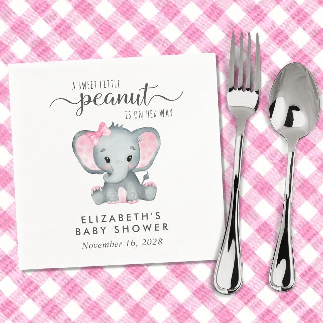 Baby Girl Shower Cute Elephant Napkins (Creator Uploaded)