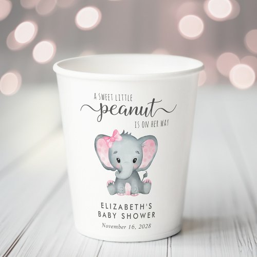 Baby Girl Shower Cute Elephant  Paper Cups