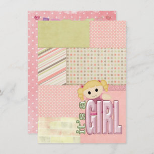 Baby Girl Shower-doll on quilt design Invitation