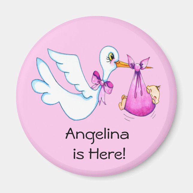 Baby Girl Shower Favors Magnet (Front)