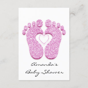 Baby Girl Shower Feet White Minimalism Pink Invitation