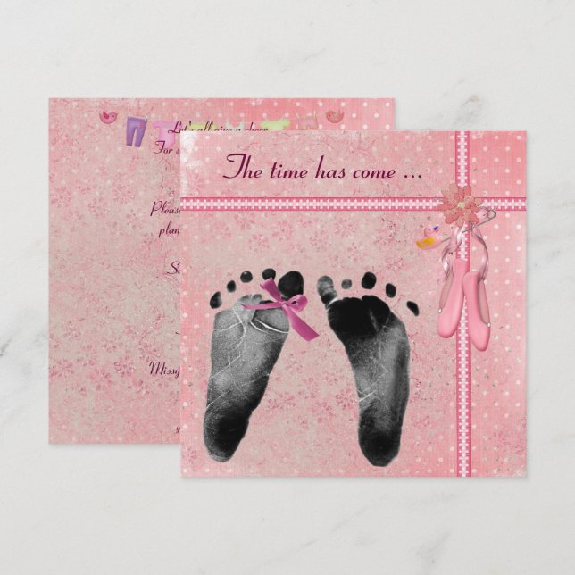 Baby Girl Shower Invitation (Front/Back)