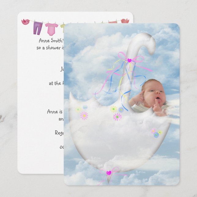 Baby Girl Shower Invitation (Front/Back)