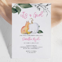 Baby Girl Shower Invitations Pumpkin and Fox