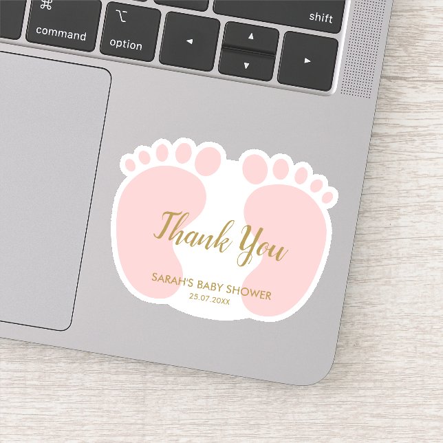 Baby Girl shower party favor thank you Sticker (Detail)