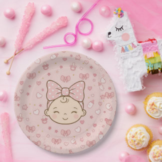 Baby girl shower party napkins paper plates