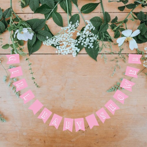 Baby Girl Shower Party Pink Bunting Flags