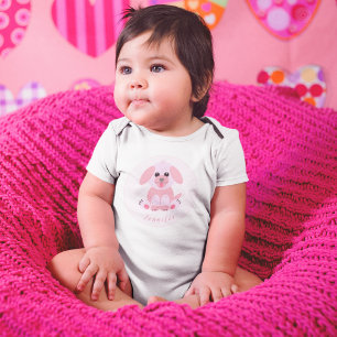 Baby Girl Shower Personalized Puppy Pink Bodysuit