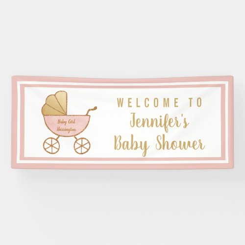 Baby Girl Shower Pink Carriage Welcome Banner
