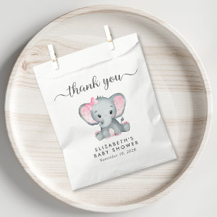 Baby Girl Shower Pink Elephant Thank You Favor Bag