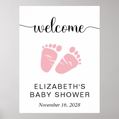 Baby Girl Shower Pink Feet Welcome Sign