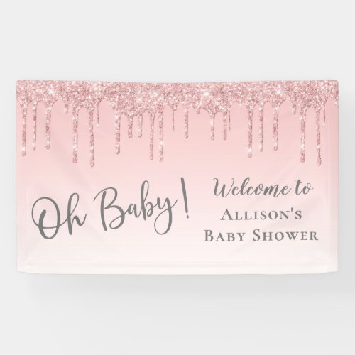 Baby Girl Shower Pink Glitter Welcome Banner