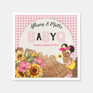 Baby Girl Shower Pink Sunflowers Baby Q Barbeque Napkins