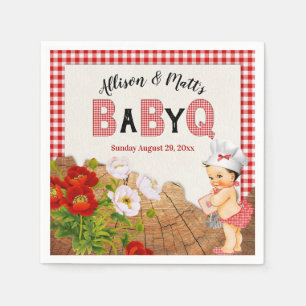 Baby Girl Shower Red Gingham Baby Q Barbeque Napkins